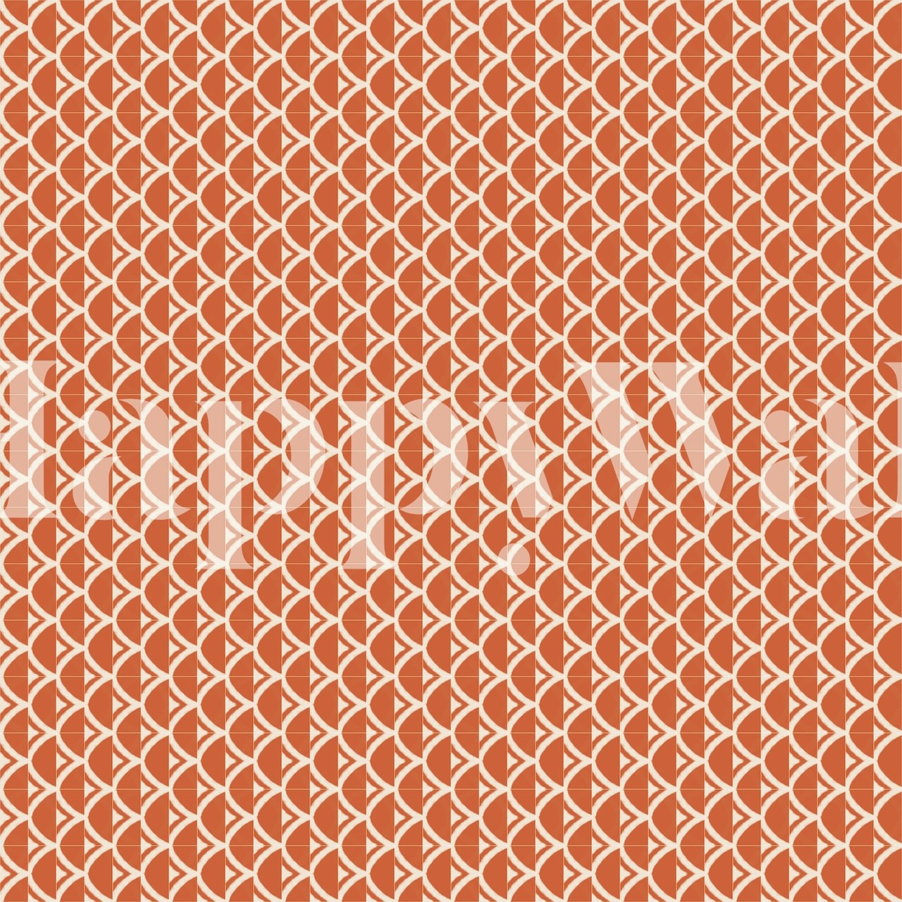 Orange scallop pattern wallpaper with white outline