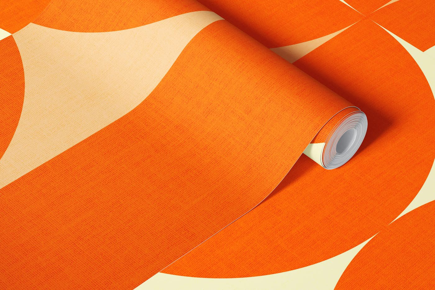 mid mod geometry orange wallpaper roll