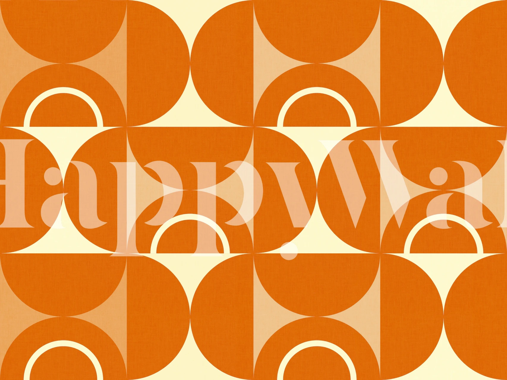 Mid-century modern geometric pattern in orange and white for wall mural