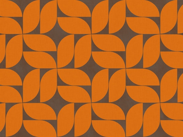 mid century geometric orange on gray