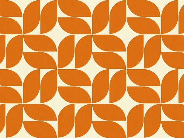 mid century modern orange on sand beige