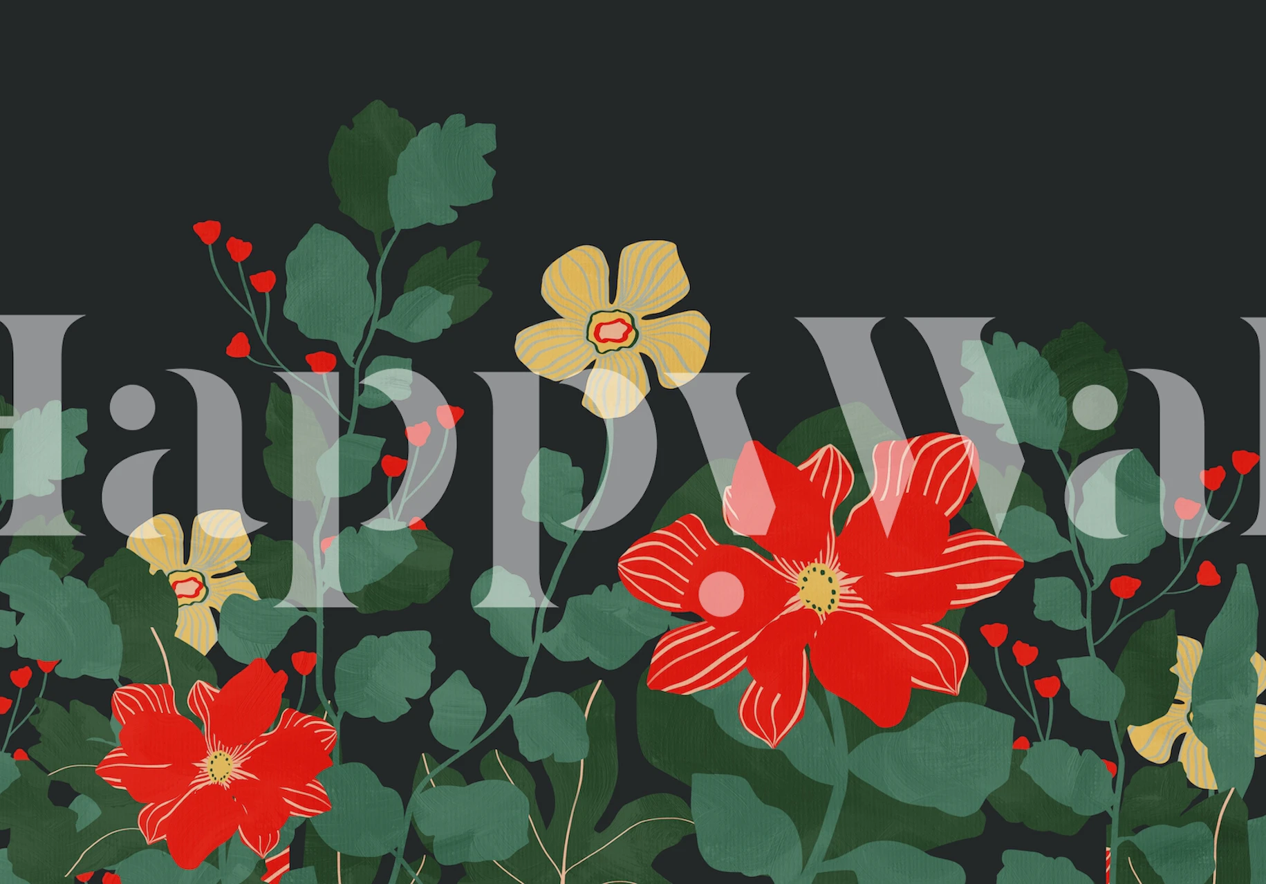 Papier peint floral Wild Nature dans une pièce