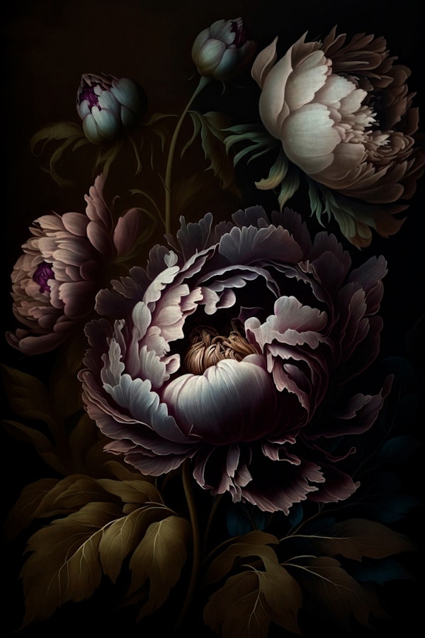 Midnight Moody Floral Opulent Black Baroque Garden