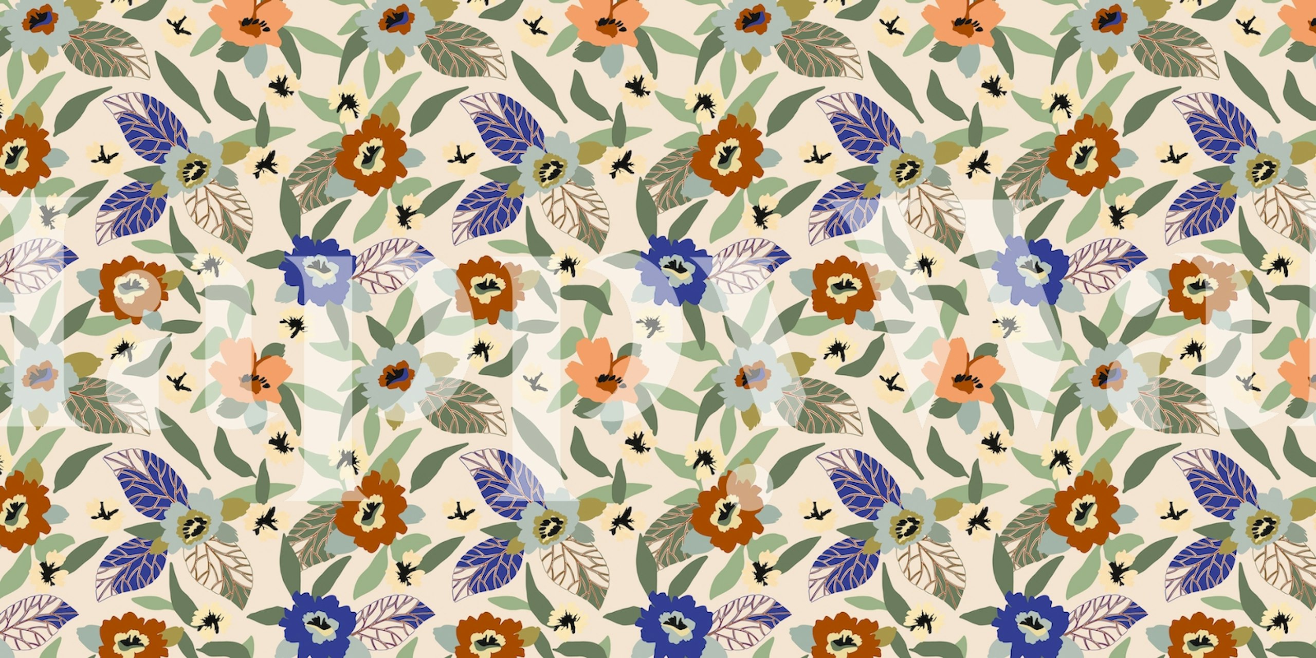 Diseño de papel tapiz de jardín floral moderno en una habitación