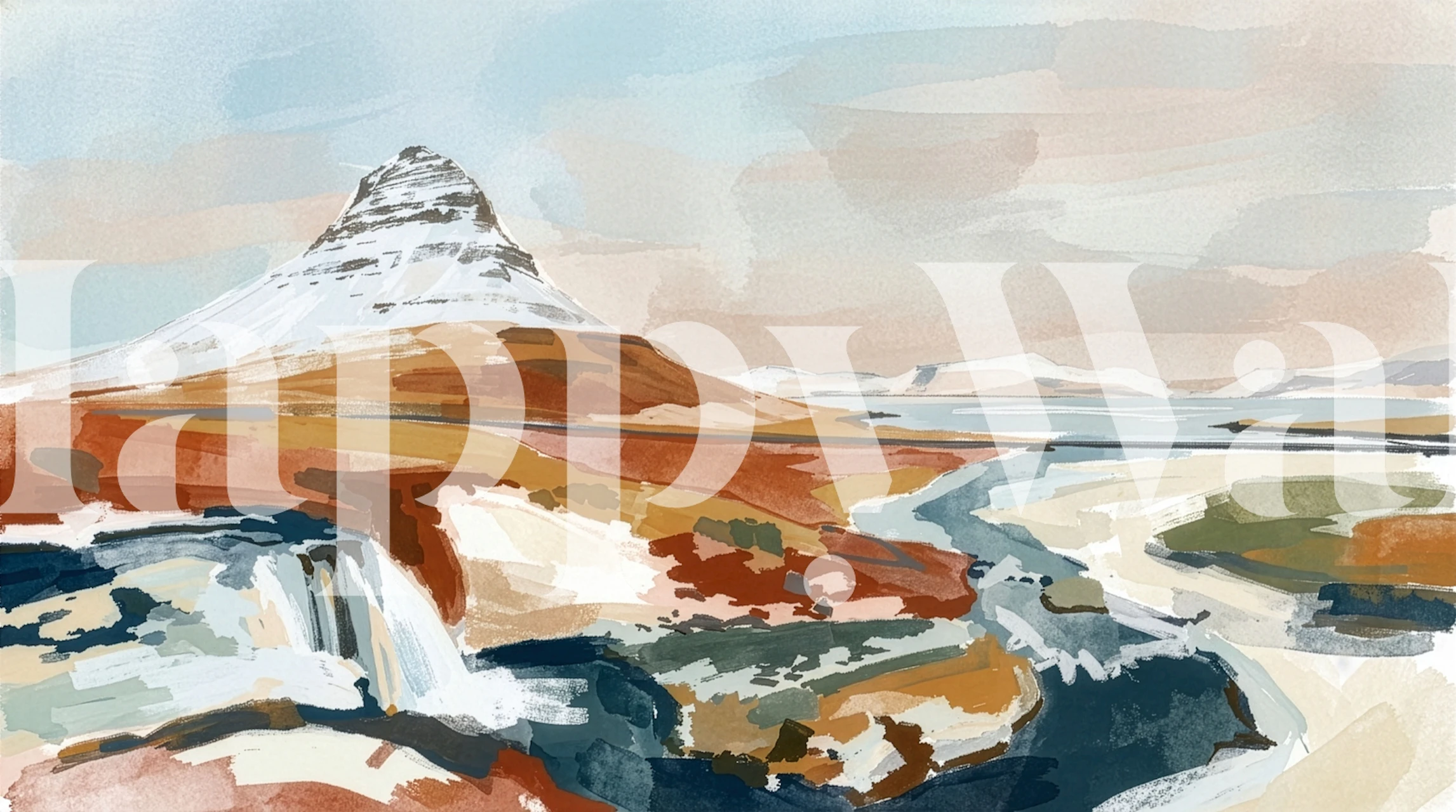 Leaf patterns in green and brown on a light background wallpaper