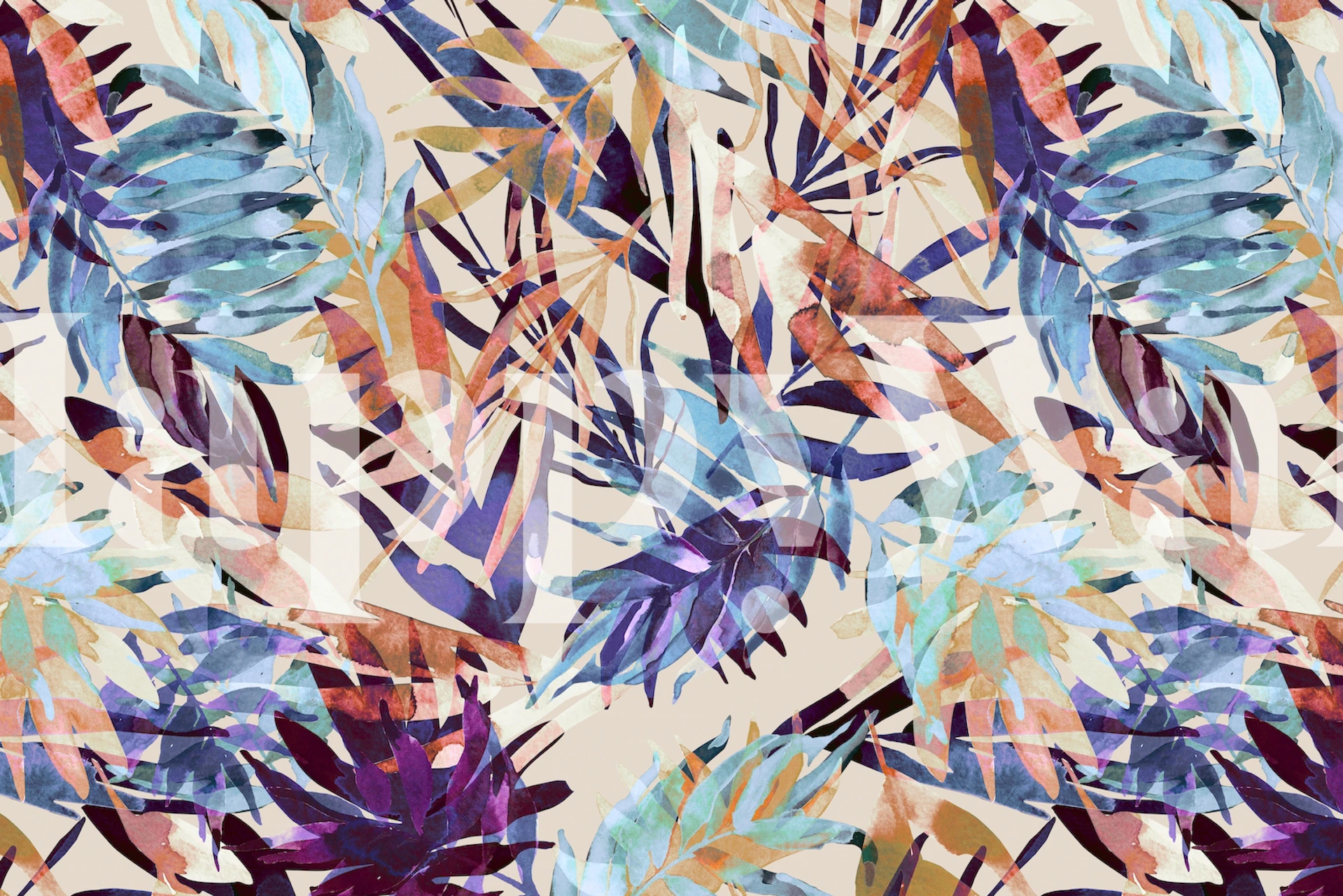 Modern leaf jungle wallpaper i et rum