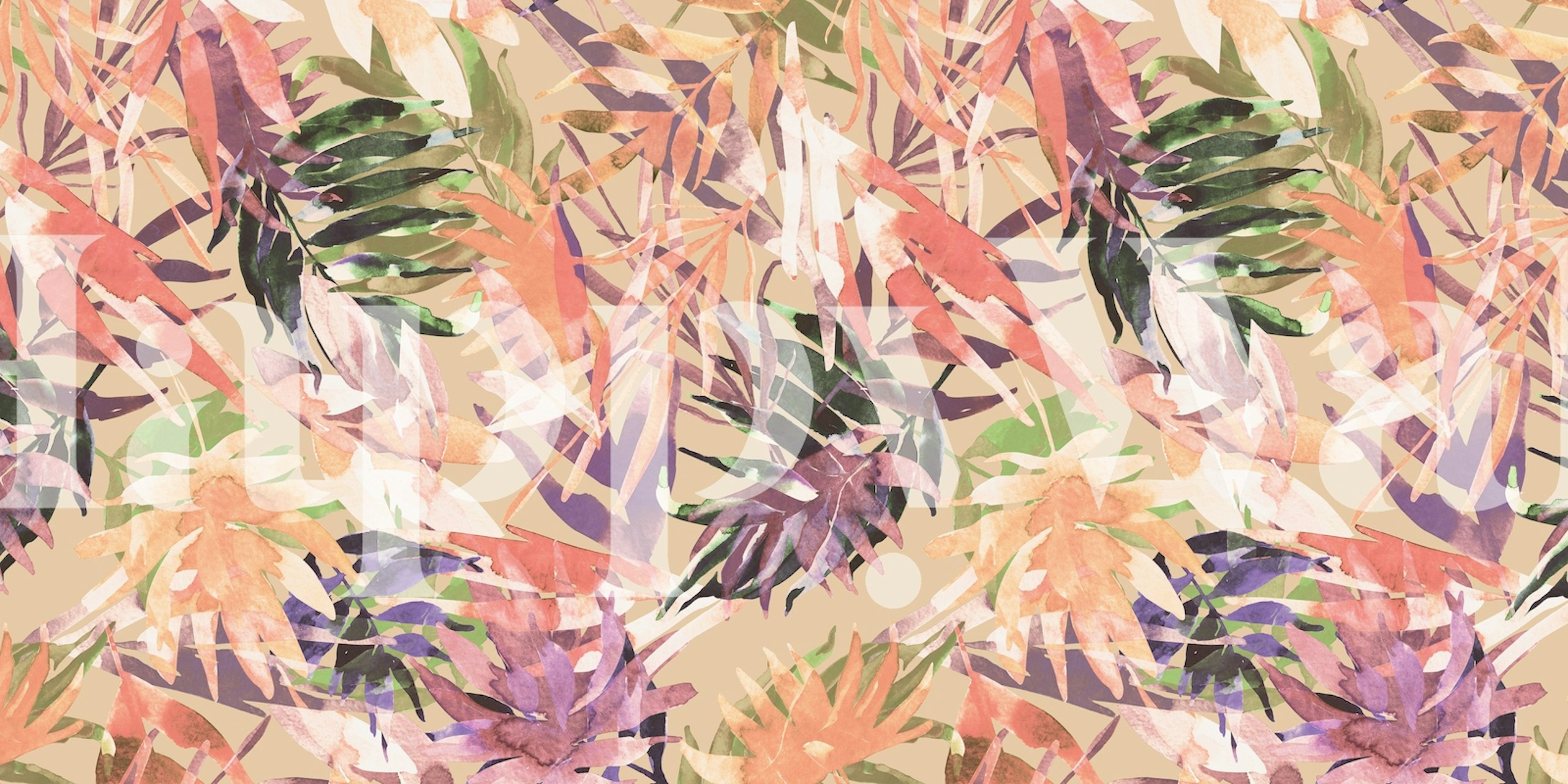 Modern leaf pink jungle wallpaper en una habitación