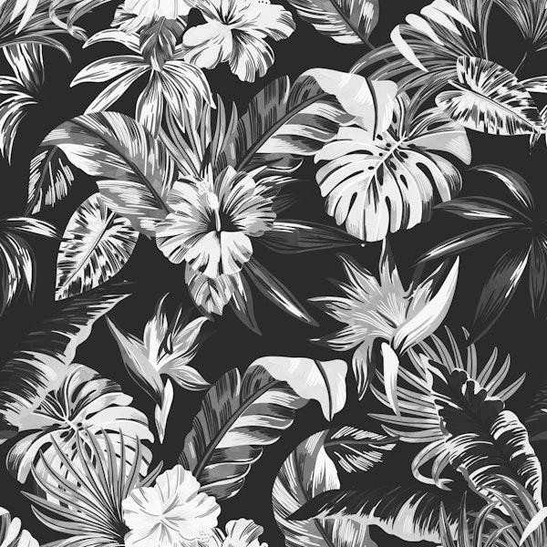 Dark floral jungle BW-77