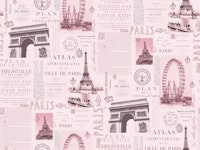 Vintage Paris Nostalgia Collage Pink ταπετσαρία
