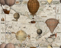 Steampunk Hot Air Balloon Vintage Travel ταπετσαρία