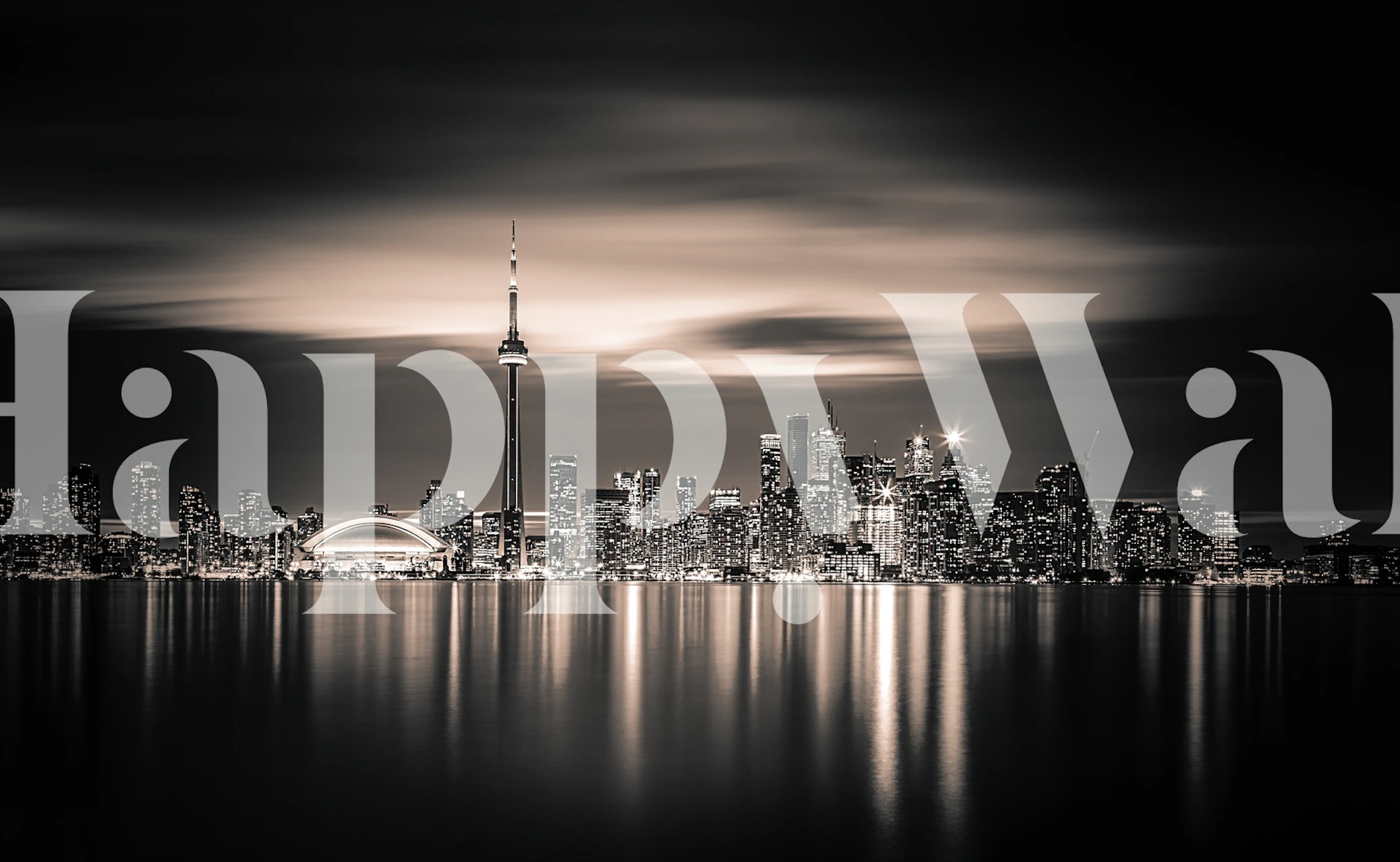 Toronto skyline wallpaper in a modern room