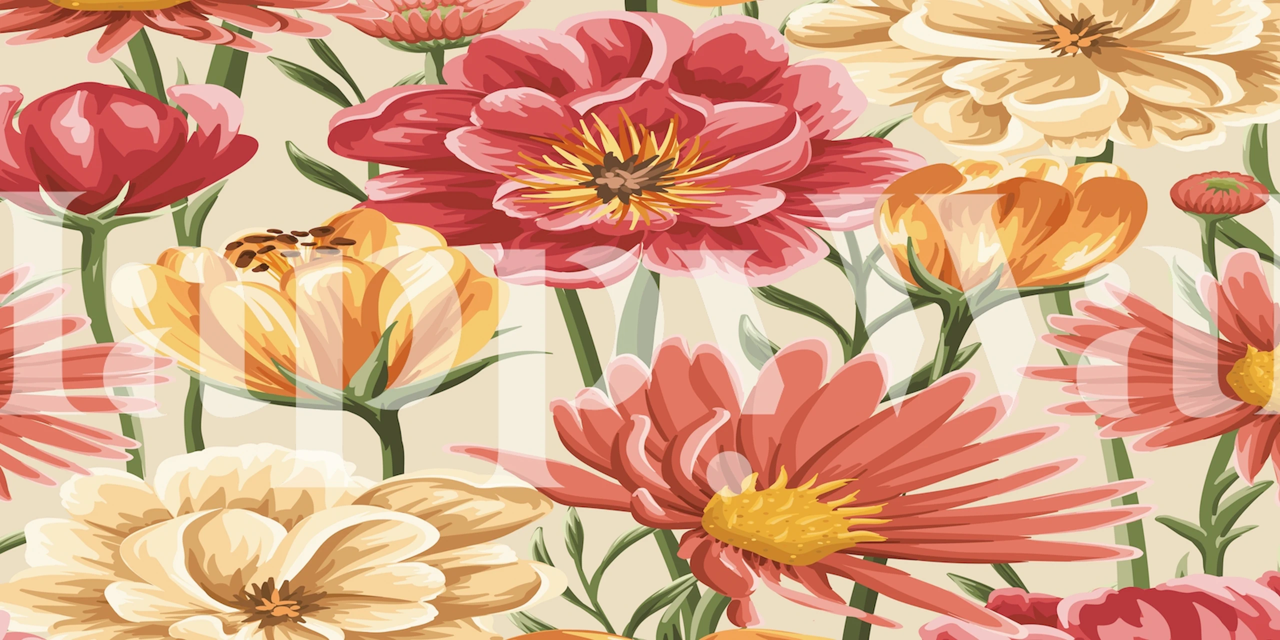 Papel de parede floral com Flowers coloridos