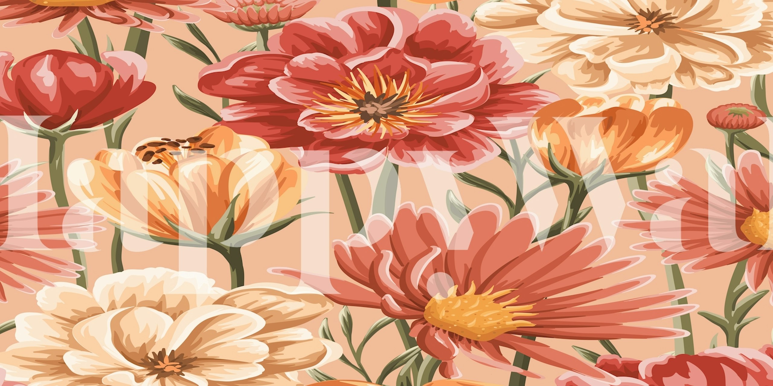 Design de papier peint floral dans une pièce