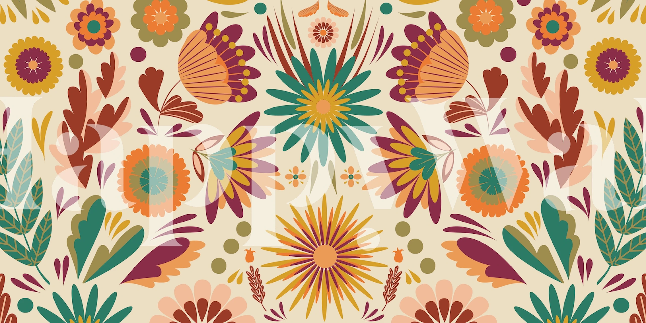 Frida Flowers Beige tapet i ett rum