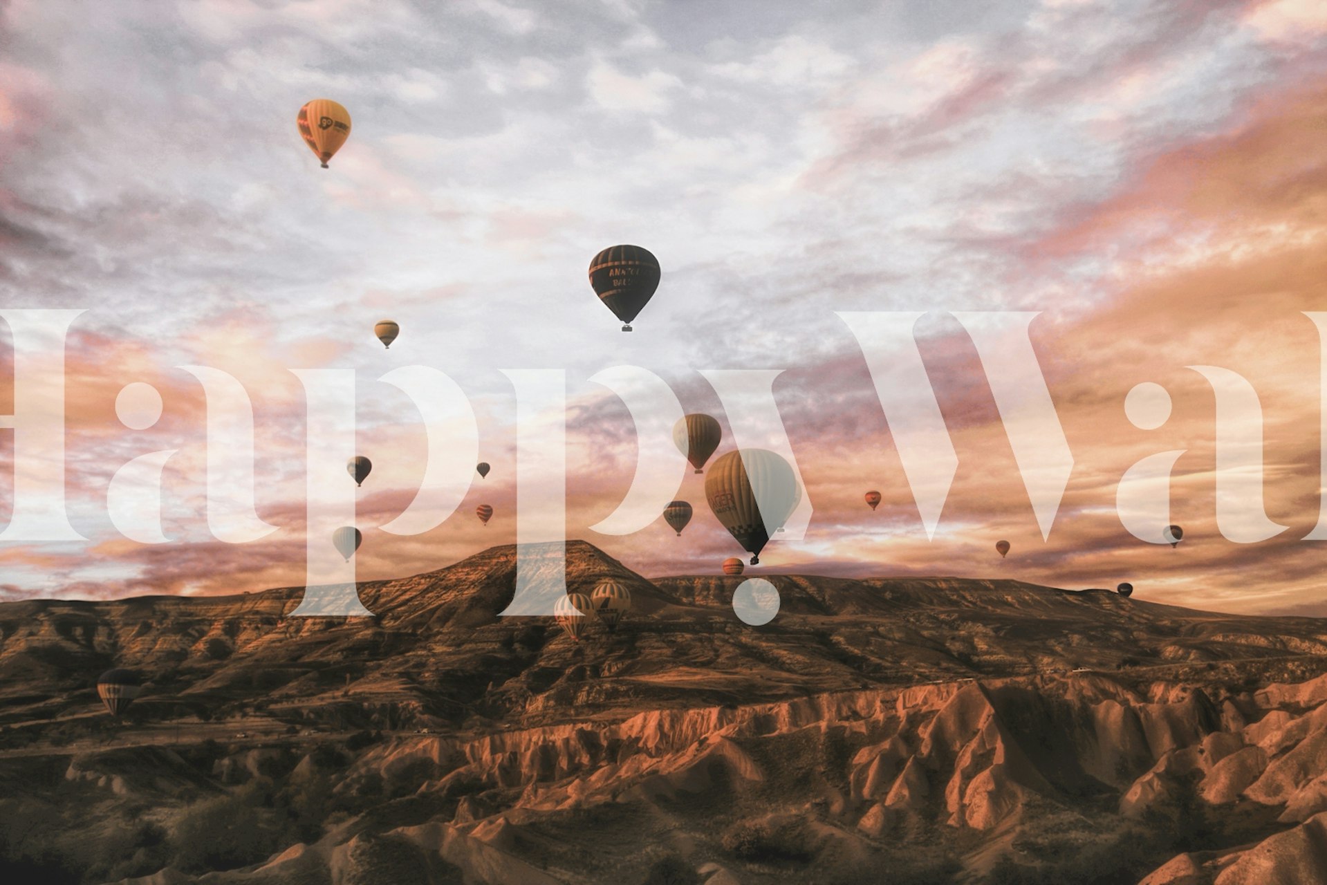 Cappadocia varmluftsballonger vid soluppgången fototapet