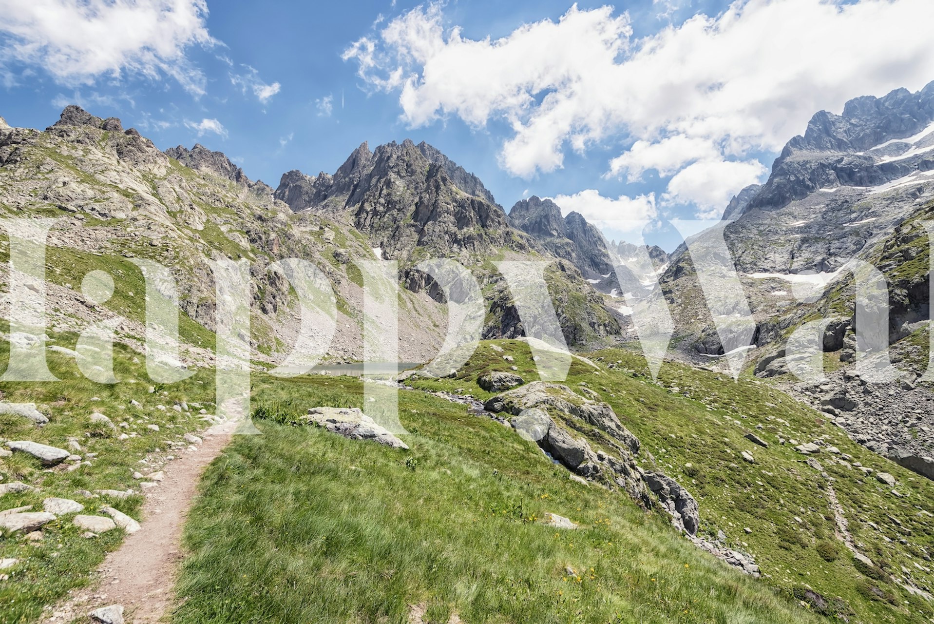 French Alps landscape wallpaper in room
