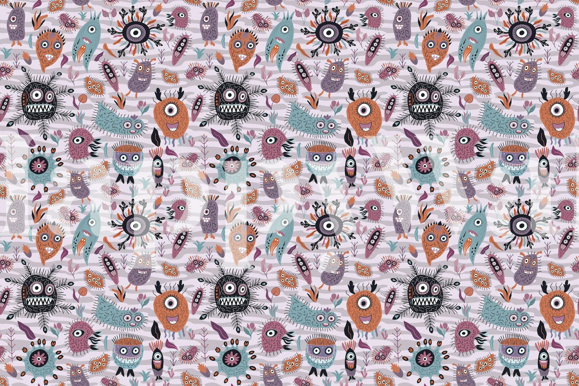 Monster Park playful wallpaper design in a room