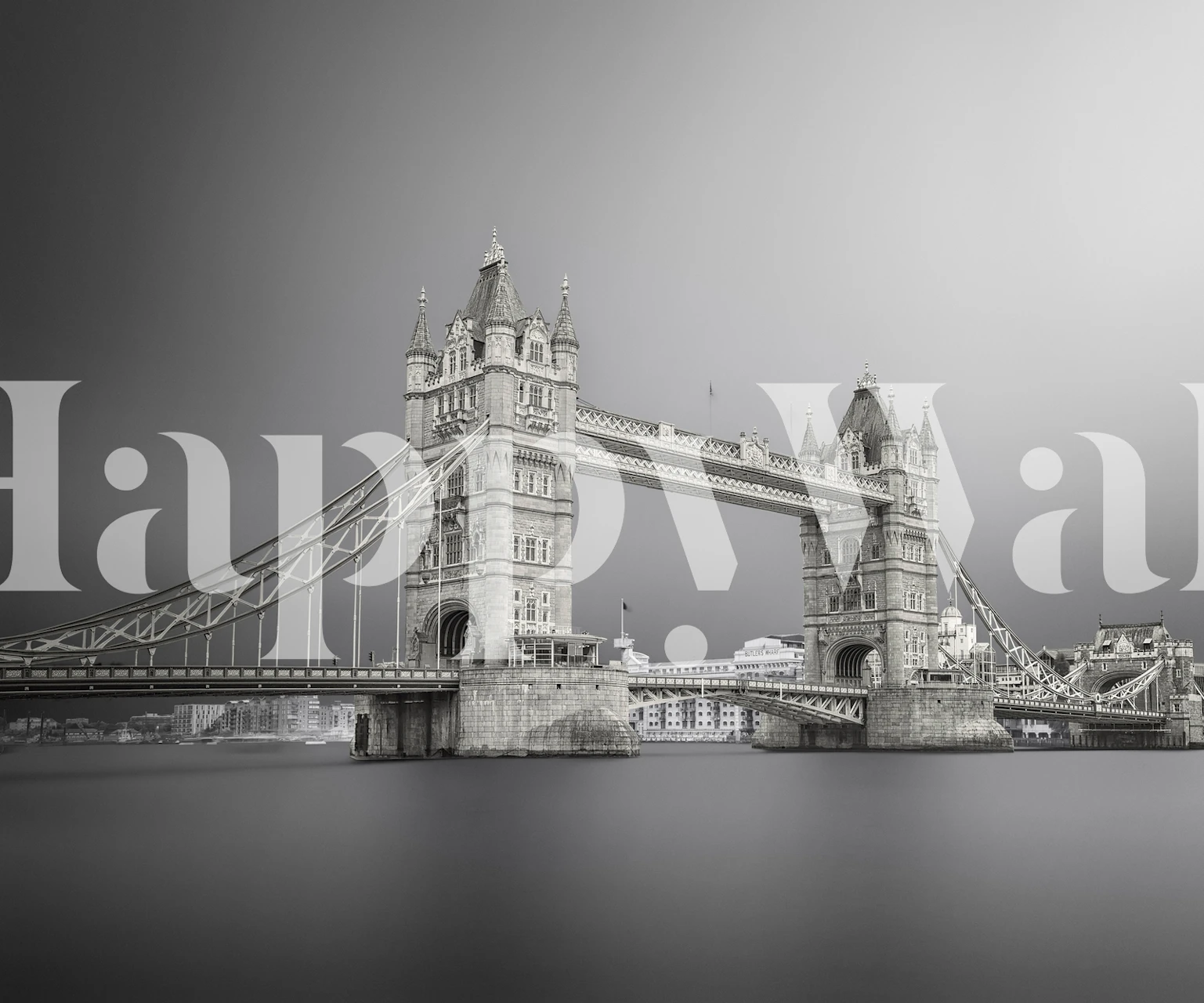 Black and white wallpaper featuring Tower Bridge architecture