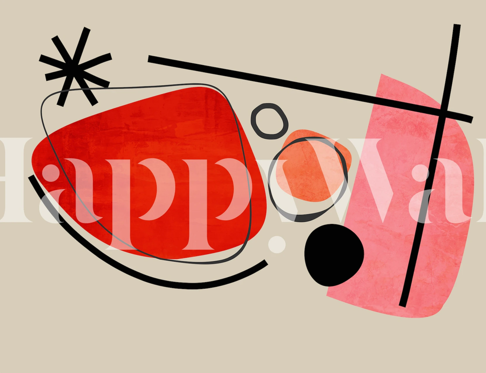 Abstract Red Pink papier peint dans une pièce