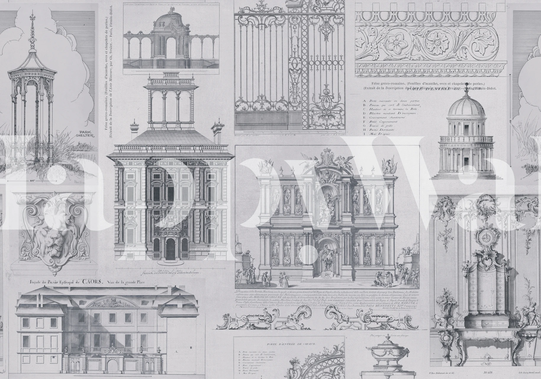 Classic Architecture Collage Grey i rum