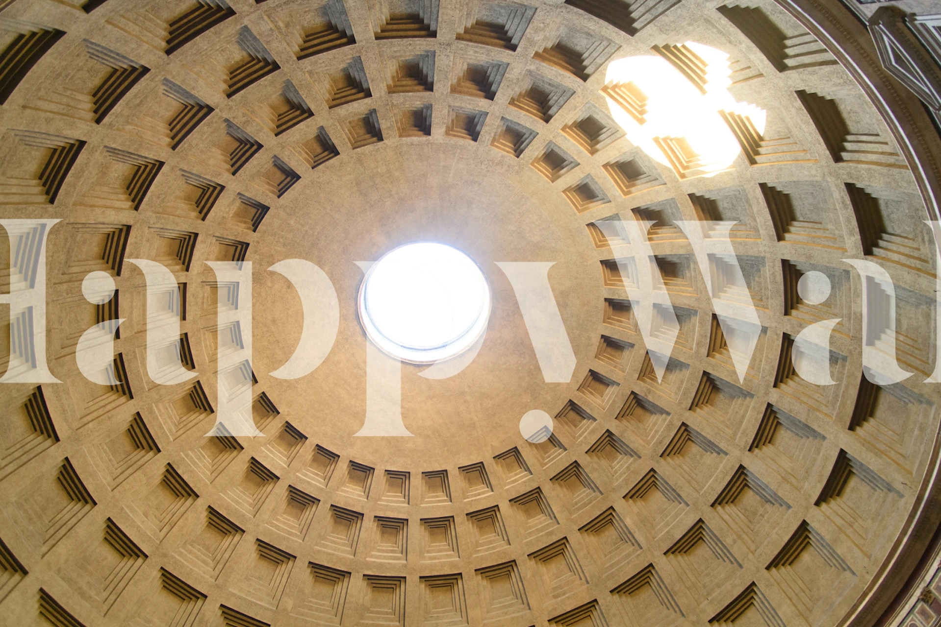 Pantheon dome coffered ceiling with central oculus light
