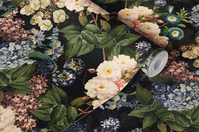 Baroque Midnight Vintage Rose Gardenwallpaper roll