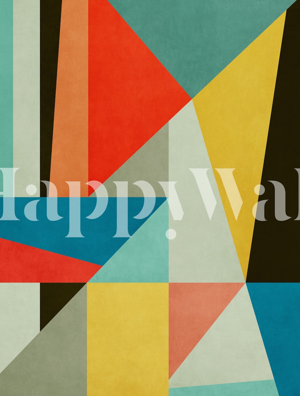 Géométrique 21 geometric pattern wall mural in a mix of vibrant and muted colors