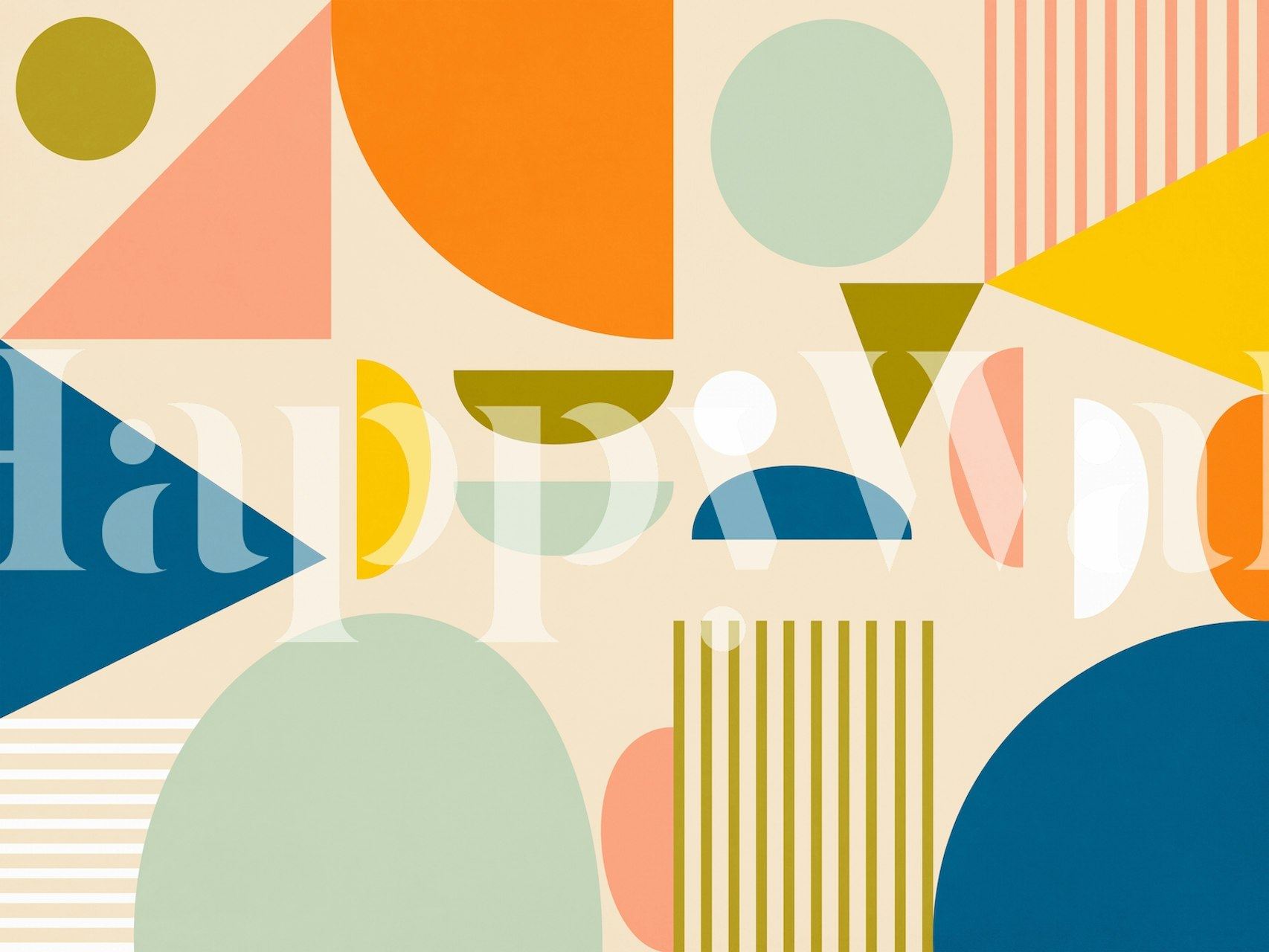 Abstraktní geometrický design tapet v místnosti