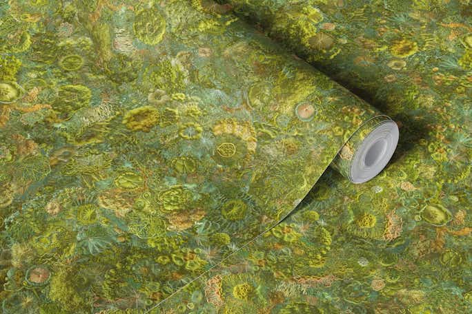 embroidery moss greenwallpaper roll