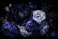 Blue Baroque Opulent Moody Floral Midnight Vintage Peonies And Roses wallpaper