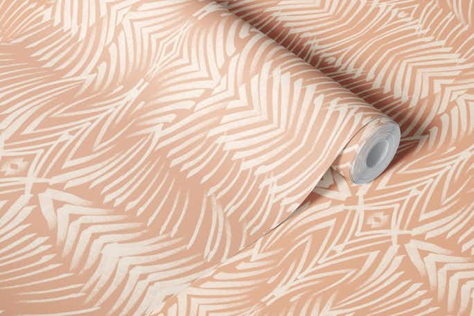 Peach Mosaic Line Art patternwallpaper roll