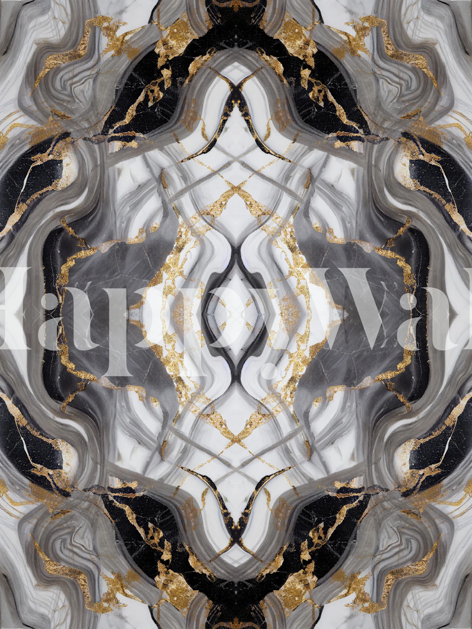 Fototapeta Royal Black and Gold se symetrickými mramorovými vzory a zlatými akcenty