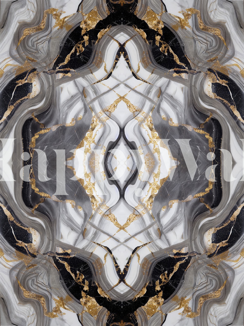 Fototapeta Royal Black and Gold se symetrickými mramorovými vzory a zlatými akcenty