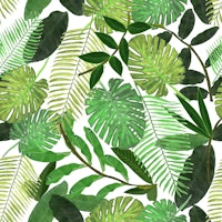 Green tropical watercolor leaves wallpaper