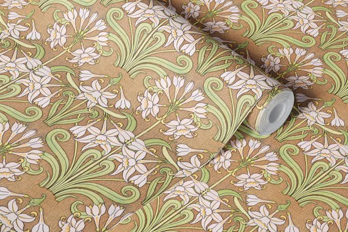 Vintage White Daffodil Pattern- Maurice Pillard Verneuilwallpaper roll