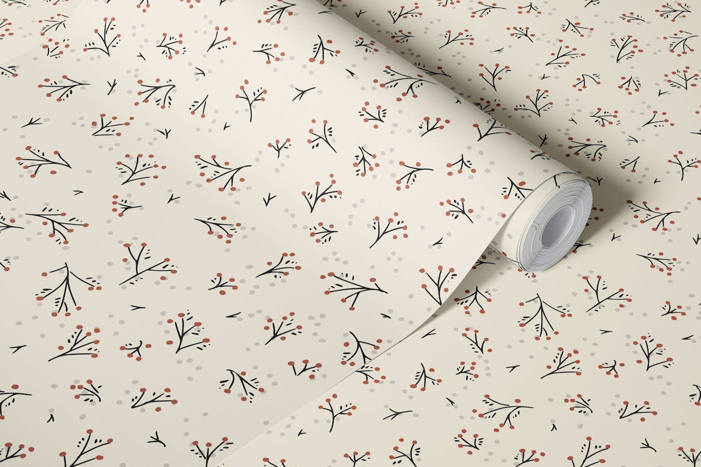 Indian Summer Ditsy twigs warm white wallpaper roll