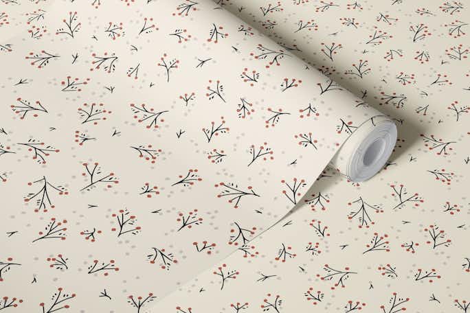 Indian Summer Ditsy twigs warm whitewallpaper roll