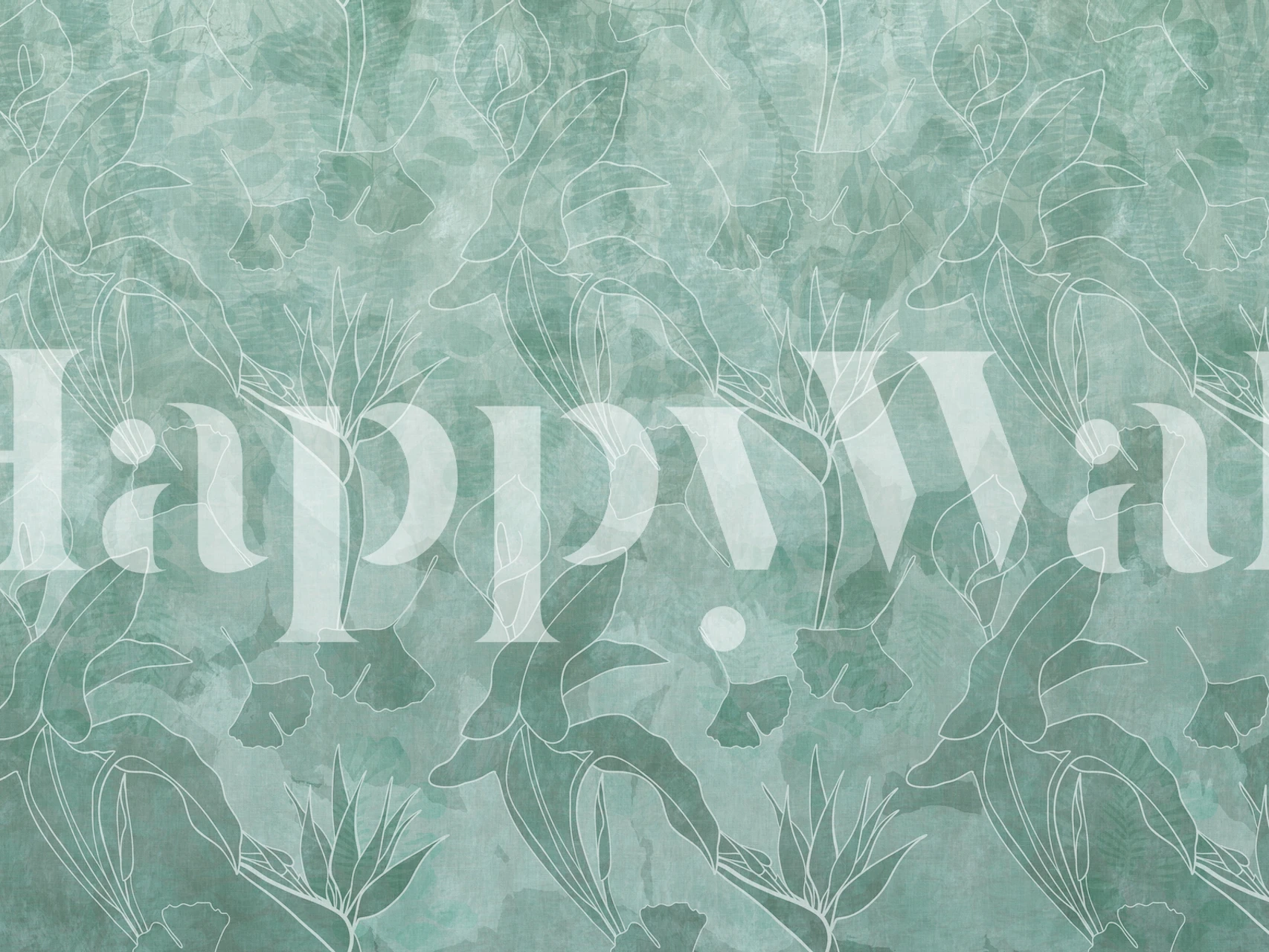 Green tropical leaves pattern in soft green tones wallpaper