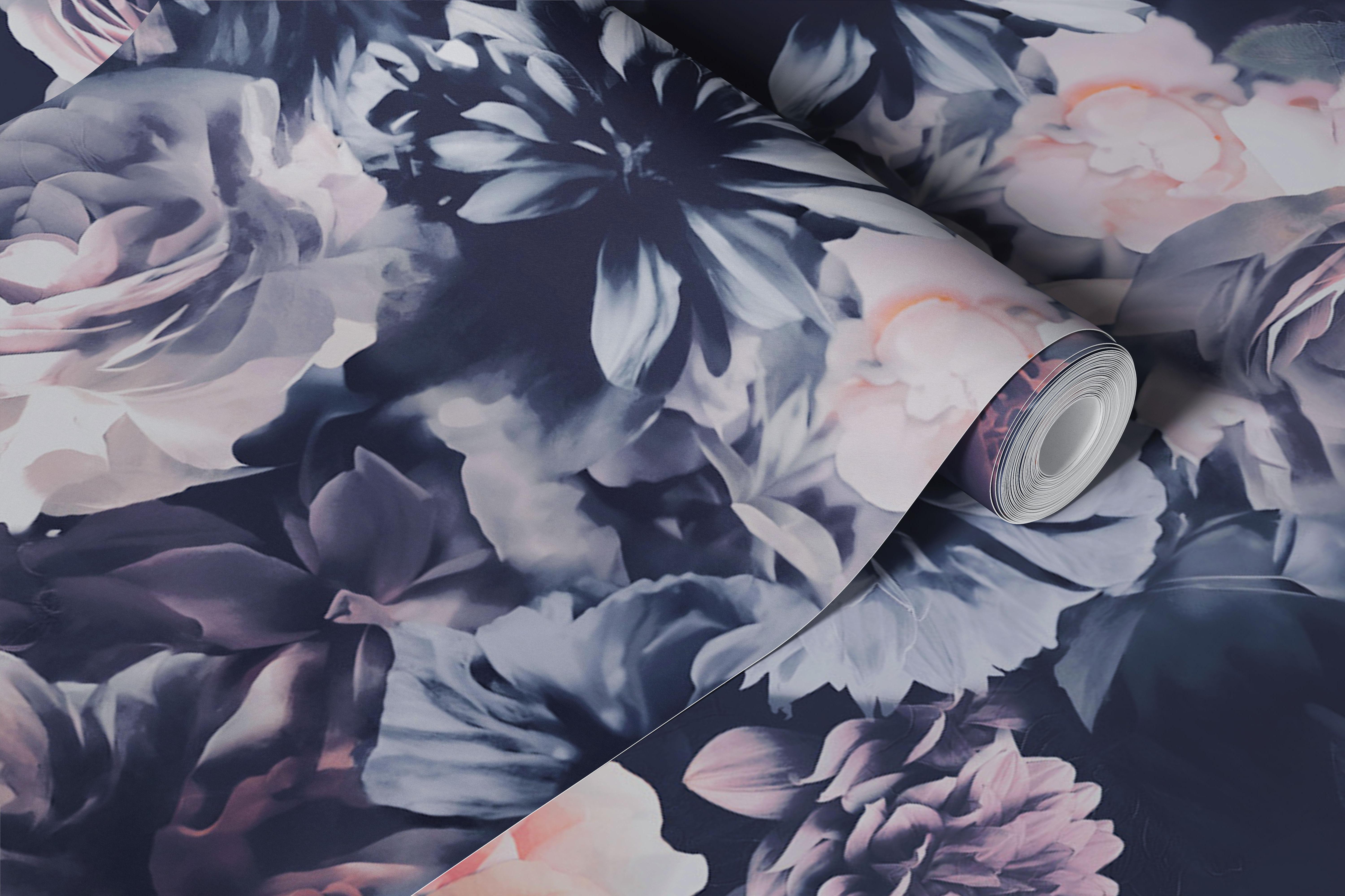 Elegant blomster tapetdesign i en rumindstilling