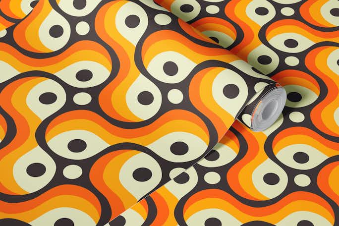 2202 - abstract retro shapes, orangewallpaper roll
