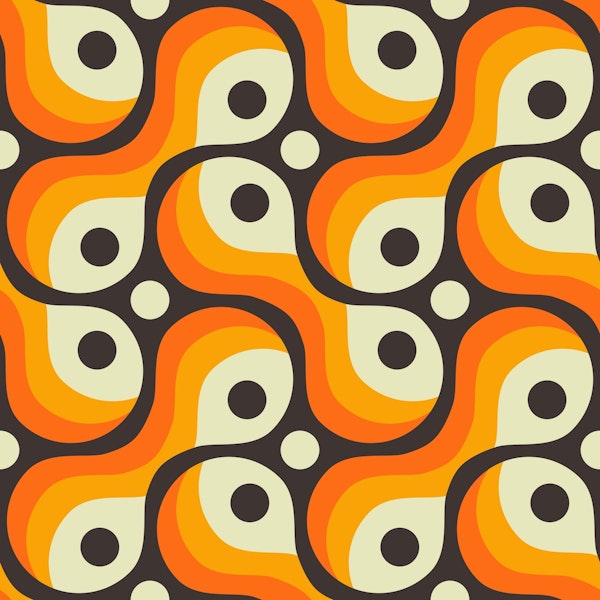 2202 - abstract retro shapes, orange