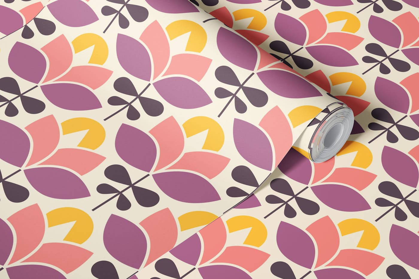 2445 - colorful retro florals wallpaper roll