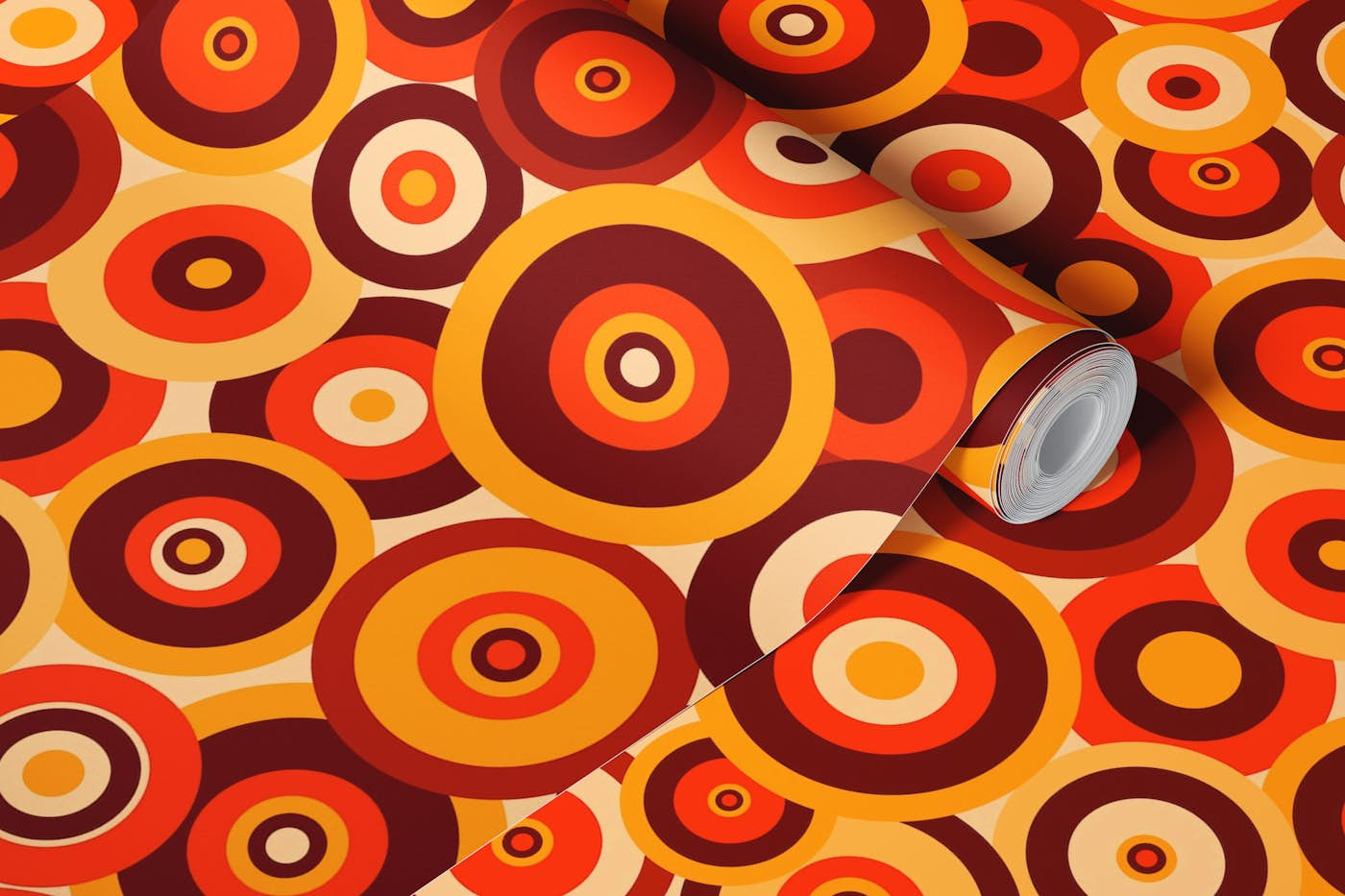 Retro 70s Funky Groovy Circles wallpaper roll