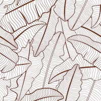 Cinnamon Brown Banana Leaves Line Art ταπετσαρία