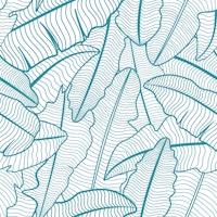 Blue Lagoon Banana Leaves Line Art ταπετσαρία