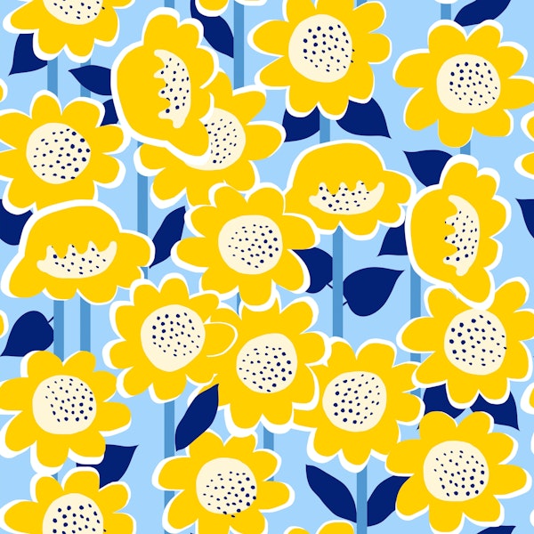 Sunny Flowers pattern - blue