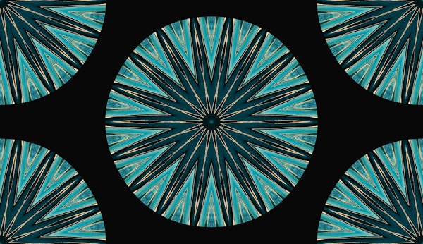 Oriental Mediterranean Round Tiles Teal Gold