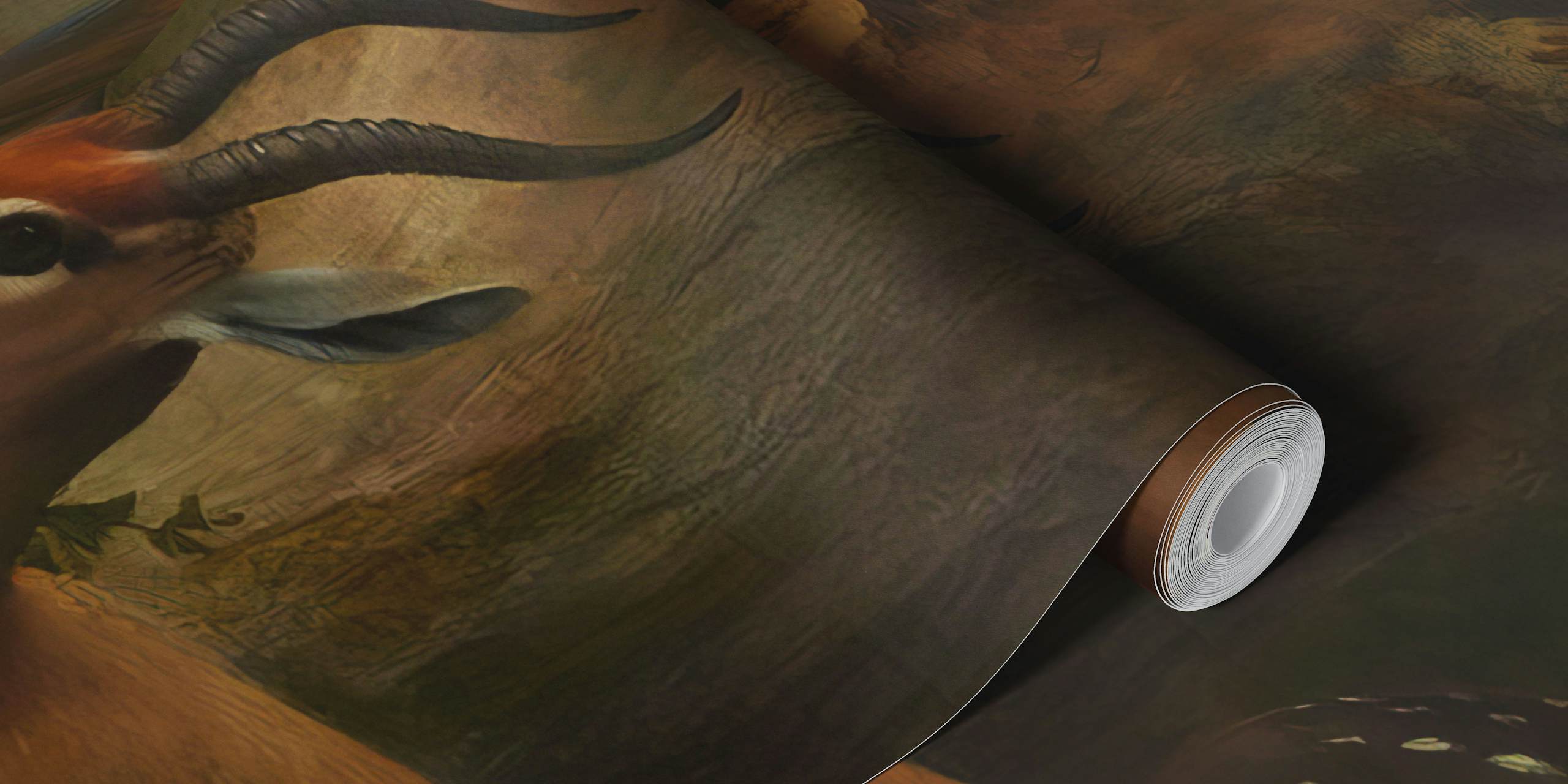 Tapeta s Ancient Animals In Mysterious Landscape u bujnom okruženju