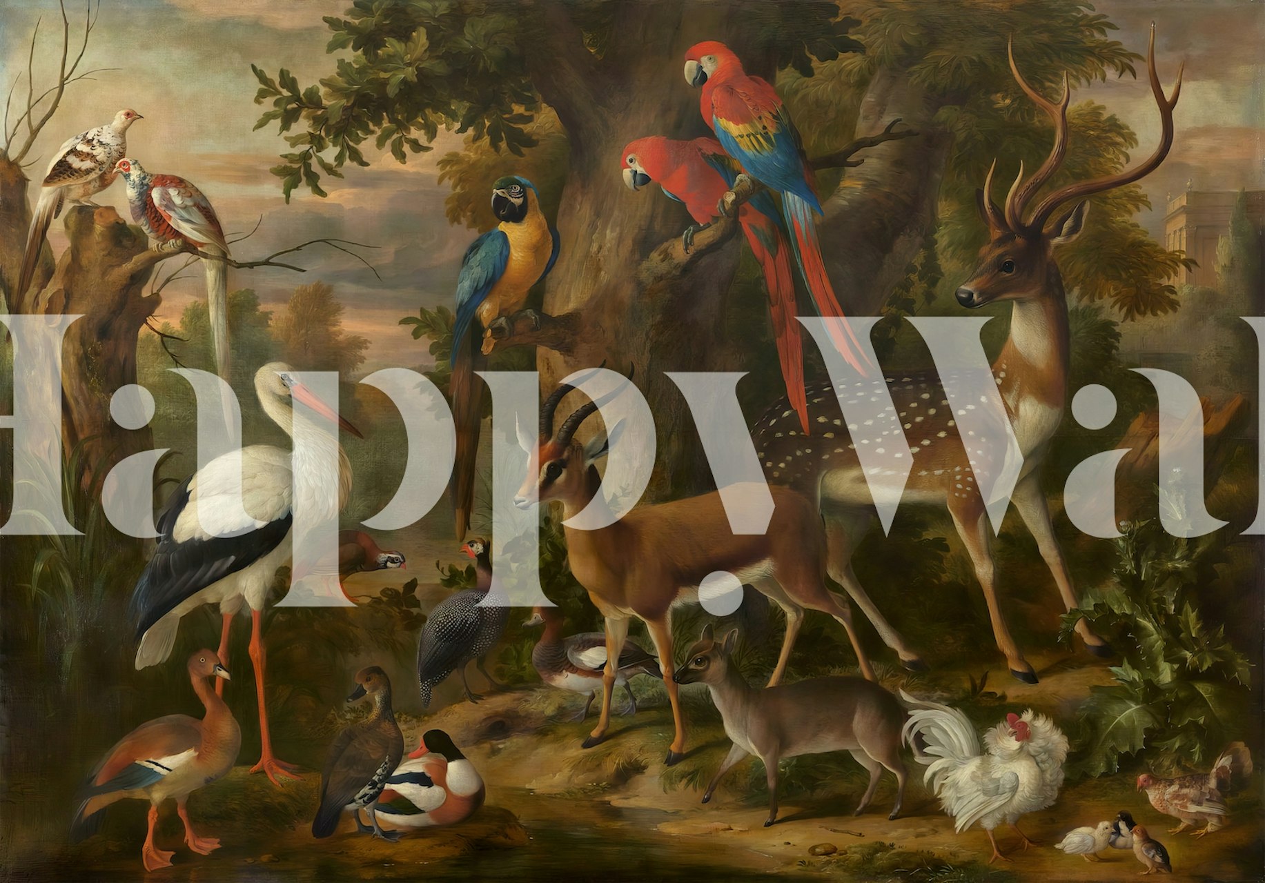 Tapeta s Ancient Animals In Mysterious Landscape u bujnom okruženju