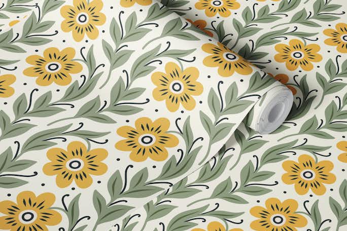 2450 - bindweed, yellow flowerswallpaper roll